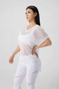 Vêtements de <span class=keywords><strong>yoga</strong></span> pour femmes Hauts de <span class=keywords><strong>yoga</strong></span> deux pièces en maille blanche respirante Pantalons de <span class=keywords><strong>yoga</strong></span> blancs Kit de vêtements de gymnastique pour femmes - Product Image 2