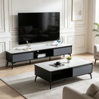 Ensemble meuble TV et table basse en bois moderne avec rangement ouvert pour salon, mobilier de maison, vente en gros, direct usine