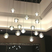 Globe g4-lustre LED moderne en forme de boule de cristal, lustre transparent, luminaire décoratif d'intérieur, idéal pour un salon