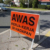 Panneau de signalisation de sécurité réfléchissant en aluminium rouge et noir avec film réfléchissant de quatrième qualité, panneau triangulaire de construction routière de 60 cm