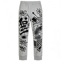 Pantalons de jogging urbains hip-hop - Pantalons de rue avec motif graffiti noir pour la mode masculine, pantalon droit pour hommes