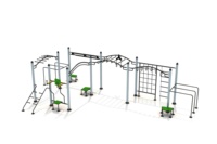 Structure de parcours d'obstacles en acier inoxydable de qualité supérieure personnalisable, noir/argent, avec garantie de 2 ans pour les activités de plein air