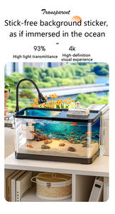 ตู้ปลาพลาสติก ตกแต่งภูมิทัศน์ ตู้ปลาอะคริลิกใส ตู้ปลาทอง ตู้ปลาขนาดเล็กสำหรับใช้ในบ้าน ตู้ปลาตั้งโต๊ะ - Product Image 4