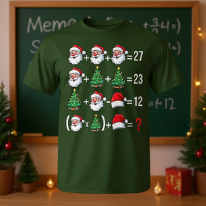 Camiseta navideña con diseño de Meme Santa Math Teacher para hombre, camisa verde divertida para las fiestas, cuello redondo, manga corta, impresión digital para adultos - Product Image 3