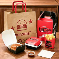 Boîte en papier personnalisée avec logo pour emporter, de qualité alimentaire, pour hot-dogs, poulet frit, hamburgers, pour restaurants