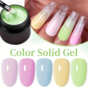 Gel Constructeur Solide Effet Gelée pour Ongles UV LED, Auto-nivelant, Faible Chaleur, Sans HEMA ni TPO, Marque Privée OEM, 5 Couleurs, Fournisseurs d'Articles pour Ongles - Product Image 1