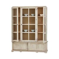 Armoire de rangement en verre de pin recyclé pour salon, salle à manger, cuisine