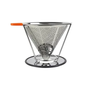 Hot Sale High Quality 60 Pour Over Filter Coffee Maker 304 Stainless Steel Portable Coffee Filter With Holder And Stand
