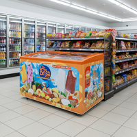 Congélateur commercial à porte coulissante en verre Xiangming, équipement de réfrigération à froid direct pour la crème glacée