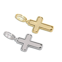 Collier Pendentif Croix Plaqué Or Sertie de Zircons Baguette, Chaîne Corde Hip Hop, Bijou Religieux pour Hommes