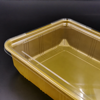 Boîte d'emballage en blister PET avec base dorée et couvercle transparent, plateau en plastique jetable pour l'emballage de biscuits, bonbons, en-cas, chocolat