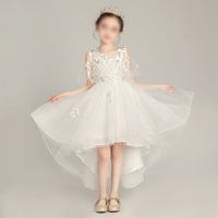 Robe de princesse pour enfants, robe de soirée formelle pour enfants, robe de mariage, robe de spectacle, robe de demoiselle d'honneur en tulle blanc avec traîne, 2025