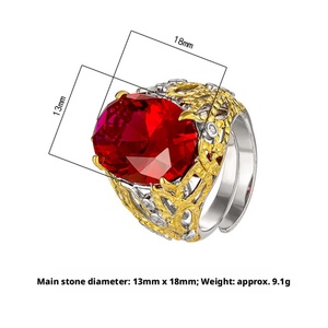 Fashion Jewelry Eco-friendly Copper 13*18mm Cubic Zirconia Large Colorful Statement Hollow Out Band <b>Rings</b> for Premium Daily Wear - Product Image 6