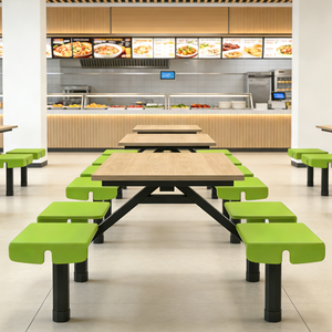 학교 식당 가구 학생용 나무 식탁 및 의자 세트 4인용 식당 테이블 및 의자 - Product Image 1