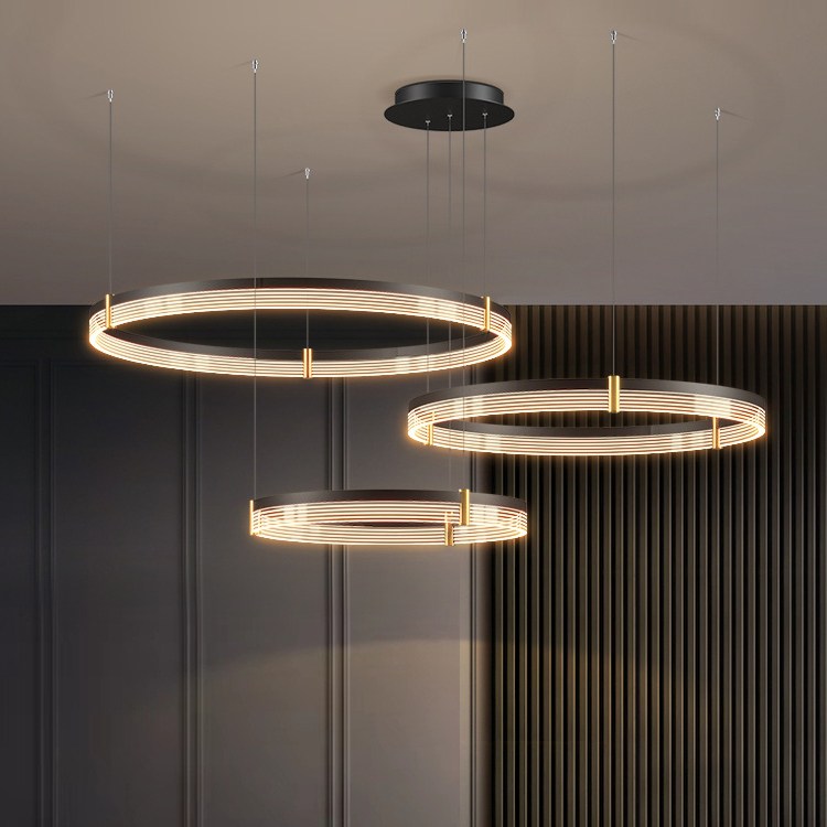 Nordic Ceiling Lighting Chandelier for Living Room Modern Luxury Led Round 3 Ring Dimmable Chandelier Ceiling Pendant Light · image 1