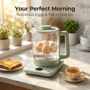 <span class=keywords><strong>Bollitore</strong></span> <span class=keywords><strong>Elettrico</strong></span> Multifunzione per la Salute 1.8L in Vetro Borosilicato <span class=keywords><strong>con</strong></span> <span class=keywords><strong>Infusore</strong></span> e Portauova, Timer Digitale Preimpostato - Product Image 2