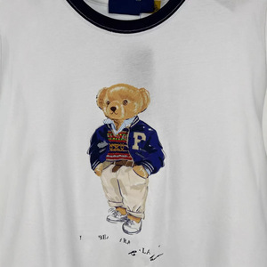 Nouvelle collection Printemps-Été 2026 : T-shirt décontracté en coton à manches courtes et col rond, avec broderie R~L et imprimé animal motif <span class=keywords><strong>petit</strong></span> ours, tendance - Product Image 4