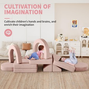 Sofá Modular para Niños Pequeños de 12 Piezas con 2 Cojines Triangulares y 4 Arcos, Sofá Seccional de <span class=keywords><strong>Espuma</strong></span> <span class=keywords><strong>Plegable</strong></span> para Niños, Muebles para Sala de Juegos - Product Image 4