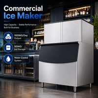Équipement de réfrigération commerciale, machine à glaçons carrés modulaire, machine à fabriquer des blocs de glace, 1 tonne avec lumière bleue LED