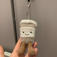 JC Koffiekopje Pluche Sleutelhanger Amuseable Koffiezak Charme Zachte Mini Gevulde Hangertje Tasdecoratie Sleutelring Cadeau