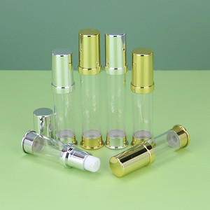 Thanh lịch 5ml 10ml 15ml Như + PP nhựa không có không khí Lotion chai với cơ thể rõ ràng vàng/bạc hàng đầu có thể tái chế sealable - Product Image 3