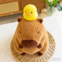 Peluche Capybara Mignonne en Maille Remplissage Coton PP de Haute Qualité, Tête de Canard Jaune, Jouet en Peluche Doux, Cadeau pour Anniversaire d'Enfant
