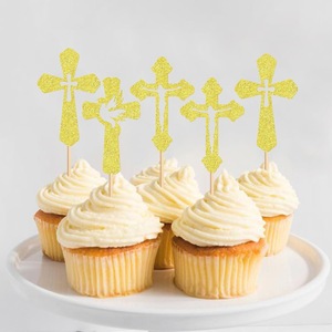Set de 12 Adornos de Pastel con Paloma y Cruz Brillantes para Primera Comunión, Bautizo, Celebraciones Religiosas, Decoración para Baby Shower - Product Image 4