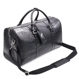 Luxury Custom Crocodile Pattern Leather Traveling Duffle Bag Luggage Travel Bag With Strap