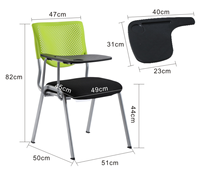 Chaise de formation en gros avec dossier ventilé, assise en tissu doux, pieds en métal argenté, légère, pour école, bureau, conférence, visiteur