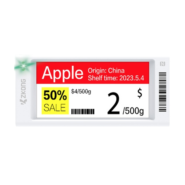 Zkong Electronic Display Price Tag 2.9 Inch Electronic Shelf Price Tag Digital Price Display for Supermarket Shelf Label Tag