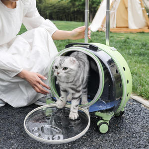 Transparent Plastic Pet Dog <b>Cat</b> <b>Backpack</b> Wheels Breathable Trolley Travel Box Airline Approved Fashion <b>Cat</b> Transport Carrier - Product Image 4