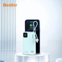 Banque d'alimentation à affichage numérique, charge rapide, Mini banque d'alimentation à chargeur Mobile 10000mAh avec câbles de données intégrés