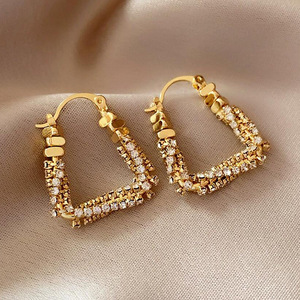 2024 Luxury Silver Geometric Shape Antique Copper Platinum Plated Alloy Ear Clip Hoop Earrings New Hot Trendy Design Women's - Product Image 4