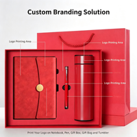 Coffret cadeau d'entreprise avec logo personnalisé, carnet PU A5, stylo, recharge, thermos isotherme, boîte cadeau, sac à main pour promotion et souvenir