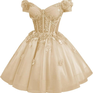 Black Off Shoulder Ball Gown Short Skirt Women Stage Performance Costume Vocal Dress Solid Color Adult Size - Product Image 5