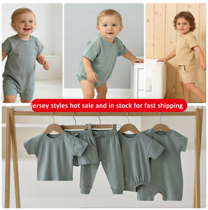 Romper Bayi Rajut Katun Grosir Model Drop Shoulder Lengan Pendek Polos - Product Image 4