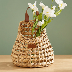 Panier tissé à la main en jacinthe d'eau, style bohème, panier de rangement pour pot de fleurs, décoration de salon - Product Image 4
