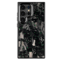 Étui en carbone forgé à gros grains avec cadre d'objectif en métal noir pour Samsung S25 Ultra, coque de téléphone à cadre magnétique en métal
