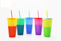 Ensemble de tasse de paille à changement de couleur froide 720ML fabriqué avec un matériau PP coloré idéal pour l'hydratation quotidienne et un usage familial