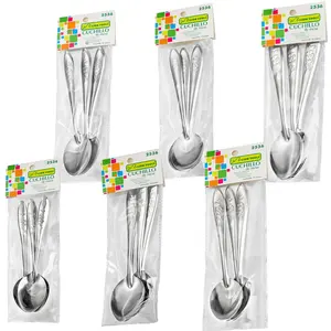 GEMEI Low Price 6PCS Dinner Spoon Set Silver Food Grade Portable Stainless Steel Cutlery Metal Spoon And Fork Set
