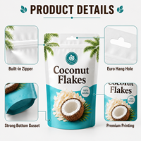 Sac Doypack Personnalisé Imprimé Qualité Alimentaire avec Trou Euro Refermable pour Flocons de Noix de Coco, Fruits Séchés, Snacks Sains – Offre Spéciale