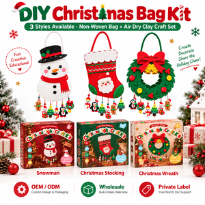 Custom Non-Woven Christmas Bag Air Dry Clay <b>Craft</b> Kit 3 Styles Kids Holiday Modeling Clay Activity Set for Retailers - Product Image 1