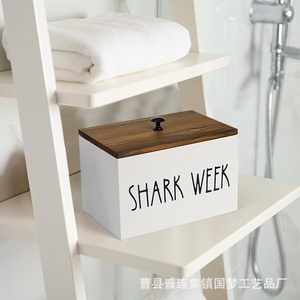 Caja de almacenamiento de madera para baño, con tapa y divisor de madera maciza, para productos sanitarios, almacenamiento en el baño - Product Image 2