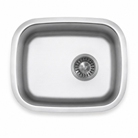 Wastafel dapur single bowl undermount dari stainless steel TADT 304, bak persegi panjang dalam, finishing brushed, tahan karat, modern