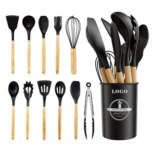 Ensemble d'ustensiles de cuisine en silicone écologiques tout-en-un de 12 pièces, résistant à la chaleur, compatible lave-vaisselle, design gain de place - Product Image 1