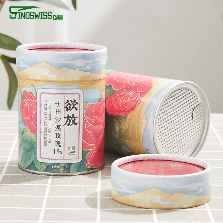 Recycled Customized Printing Logo Custom Food Grade Airtight Cylinder Kraft Paper Cardboard Paper Tubes Packaging Can for Tea
