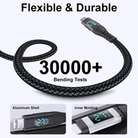 Câble USB-C vers 8 broches 27W PD, tressé en nylon, avec affichage numérique LED, pour la charge des appareils iPhone et Apple, vente en gros