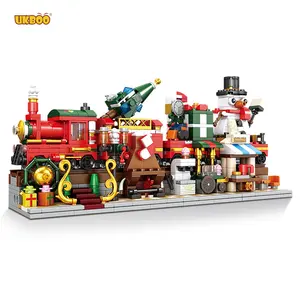 lego musim dingin station Suppliers-Gratis Pengiriman UKBOO 838 Buah Blok Bangunan Kereta Natal Teman Kota RC Mobil Mainan Bata untuk Anak-anak Hadiah Natal