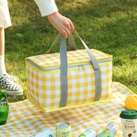 Sac de pique-nique isotherme portable en tissu Oxford grande capacité, personnalisable, pour camping en extérieur, avec poignée de transport, imperméable, pour bento