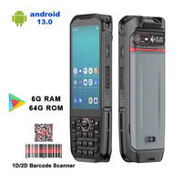 Batterie remplaçable à chaud 5 pouces Android 13 PDA robuste données portables 6G + 64G 4G-LTE Wifi GNSS NFC 2D lecteur de codes à barres IP68